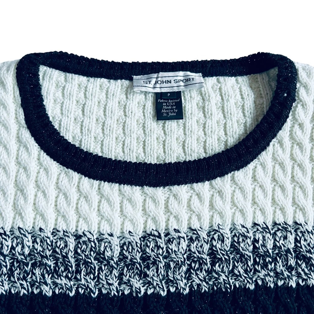 SOLD St. John Sport Knit Ribbed Cable Metallic Cozy Chunky Sweater S - Picture 2 of 8